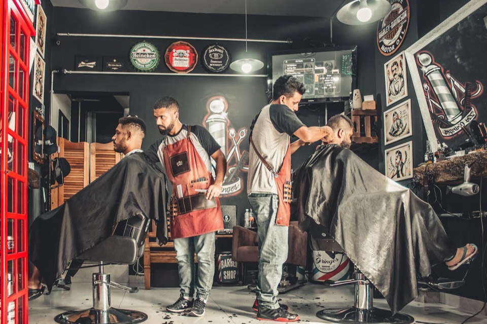 Classic taper haircut in a traditional barbershop setting